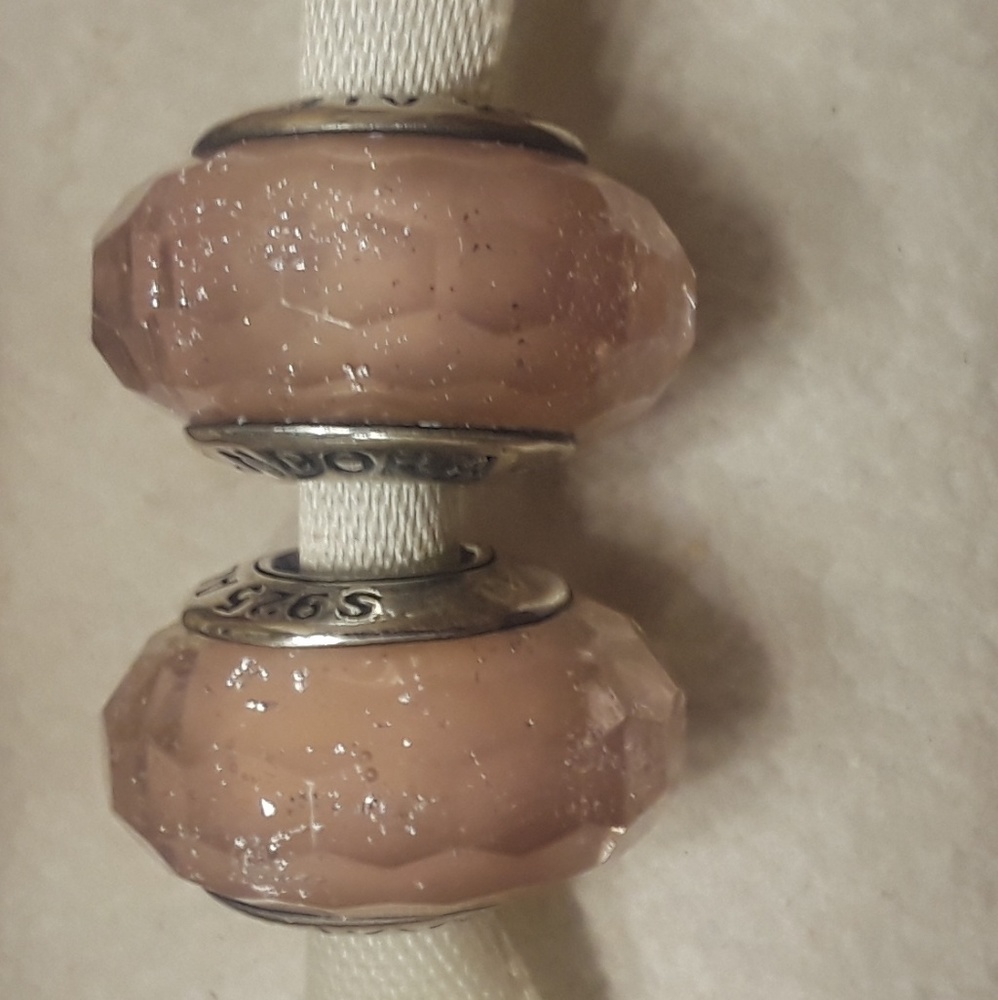 2 sparkling pink muranos Pandora